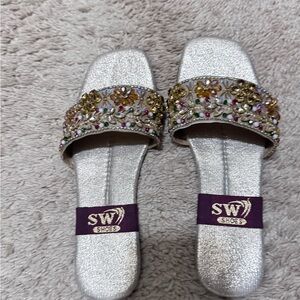 Silver Embellished Women's Sandals